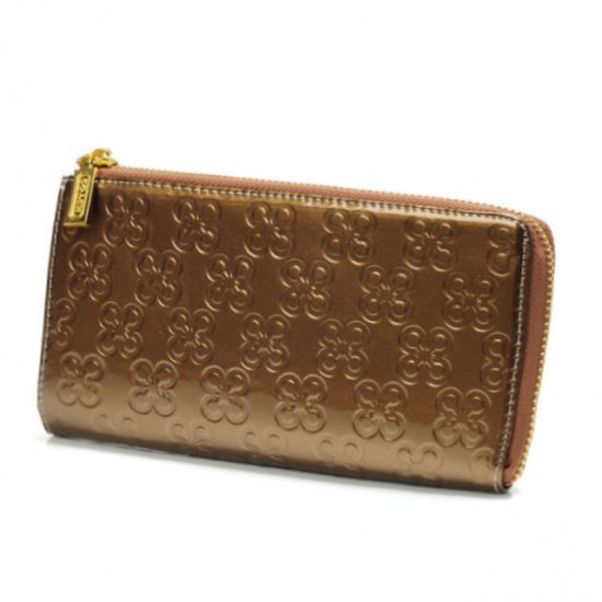 Coach Accordion Zip Large Gold Wallets DUZ | Women - Click Image to Close